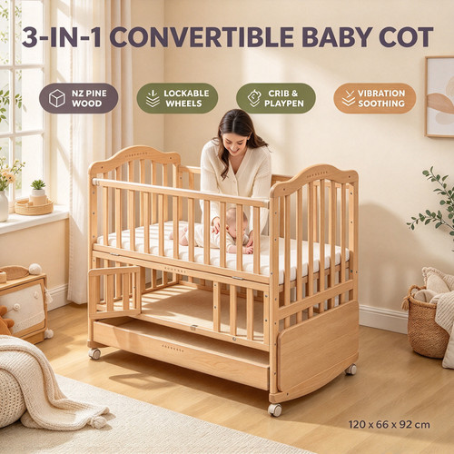 Wooden baby cot bed - wooden,