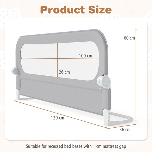 Long adjustable baby bed rail - long,