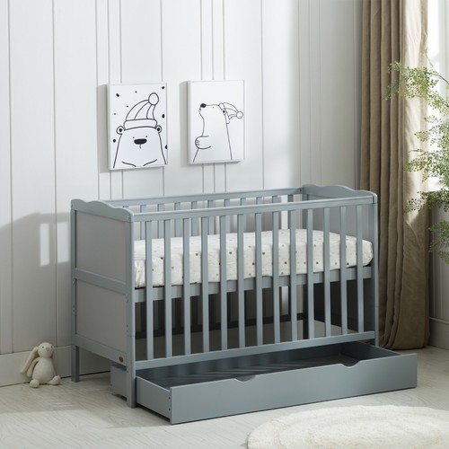 Grey wooden baby cot - baby,