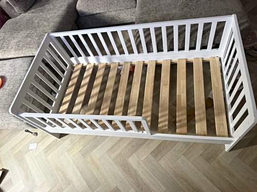 Ikea white wooden slatted base - white,